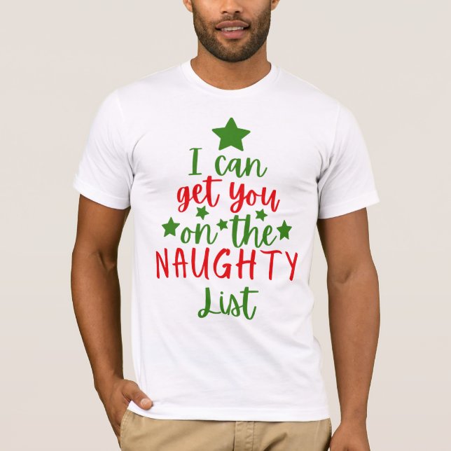 Funny Christmas naughty list tree T-Shirt (Front)