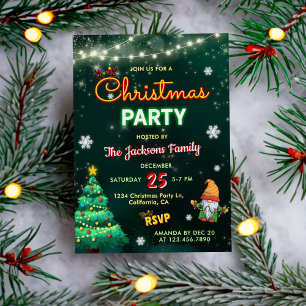 Funny Christmas Neon Sign Party Invitation
