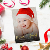 Funny Christmas New Baby Photo Birth Announcement