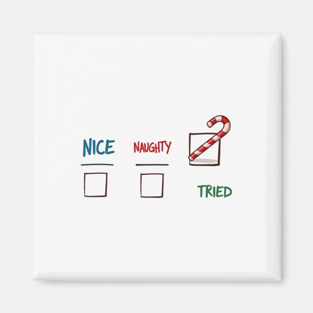 Funny Christmas Nice Naughty I Tried Holiday Xmas  Magnet (Front)