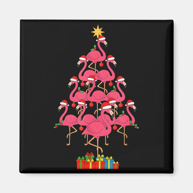 Funny Christmas Nk Flamingo Tree Holiday Bird Love Magnet (Front)