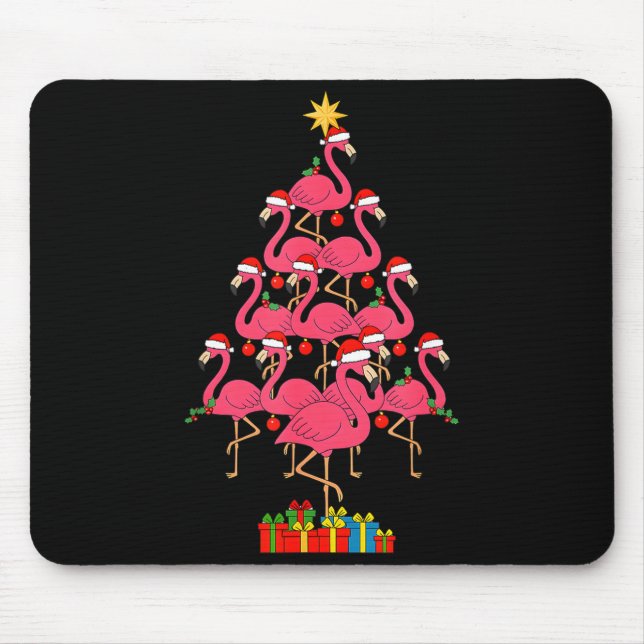 Funny Christmas Nk Flamingo Tree Holiday Bird Love Mouse Pad (Front)