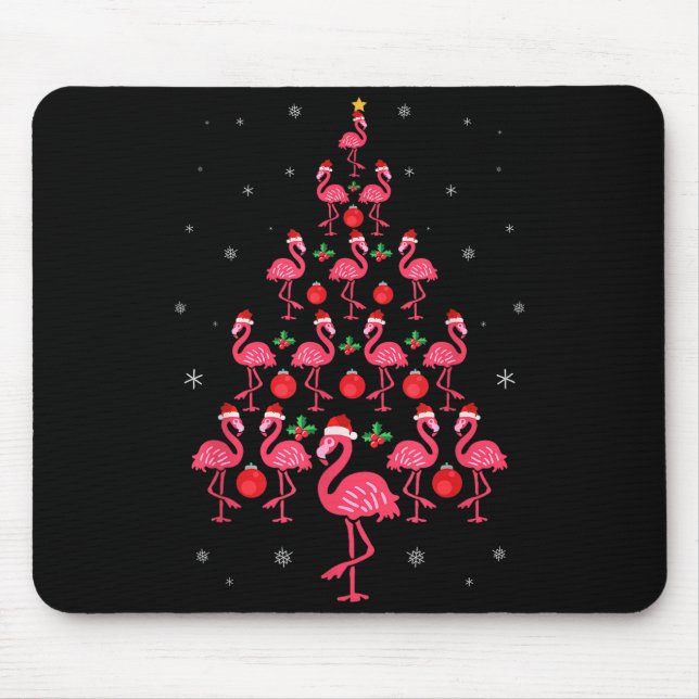 Funny Christmas Nk Flamingo Tree Holiday Gift Bird Mouse Pad (Front)