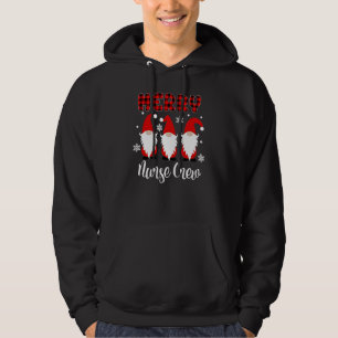 Funny Christmas Nurse Gnomes Stethoscope Tree Ligh Hoodie