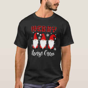 Funny Christmas Nurse Gnomes Stethoscope Tree Ligh T-Shirt