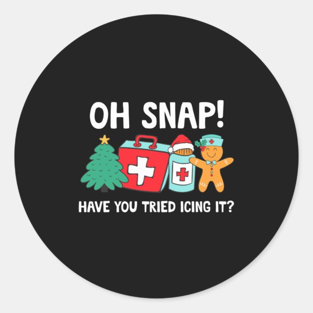 Funny Christmas Nurse Have You Tried Icing It Ging Classic Round Sticker (Front)