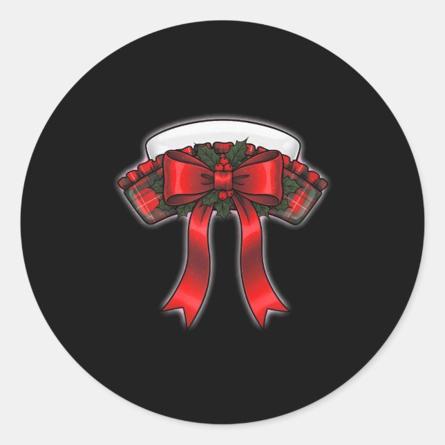 Funny Christmas Nurse Nursing Cap Women Girls  Classic Round Sticker (Front)