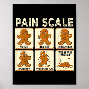 Funny Christmas Nurse Pain Scale Gingerbread Medic Poster