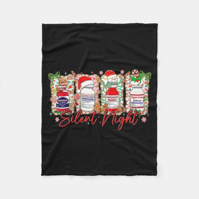 Funny Christmas Nurse Silent Night Medical Humor  Fleece Blanket (Front)