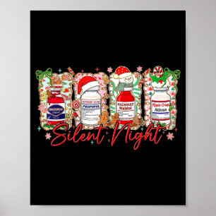 Funny Christmas Nurse Silent Night Medical Humor Poster