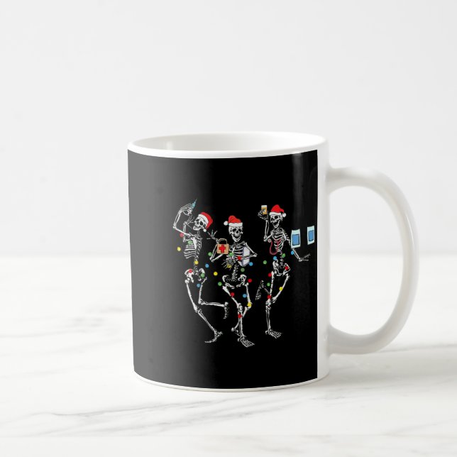 Funny Christmas Nurse Skeleton Nurse Dance Stethos Coffee Mug (Right)