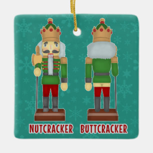 Funny Christmas Nutcracker Buttcracker Humourous Ceramic Ornament
