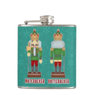Funny Christmas Nutcracker Buttcracker Humourous Hip Flask