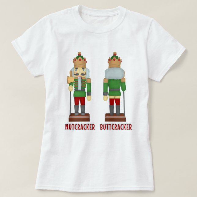 Funny Christmas Nutcracker Buttcracker Humourous T-Shirt (Design Front)