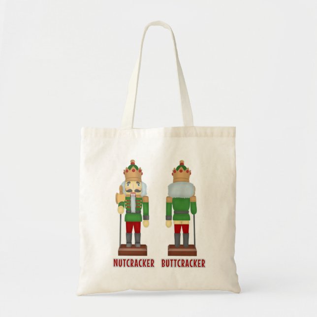 Funny Christmas Nutcracker Buttcracker Humourous Tote Bag (Front)