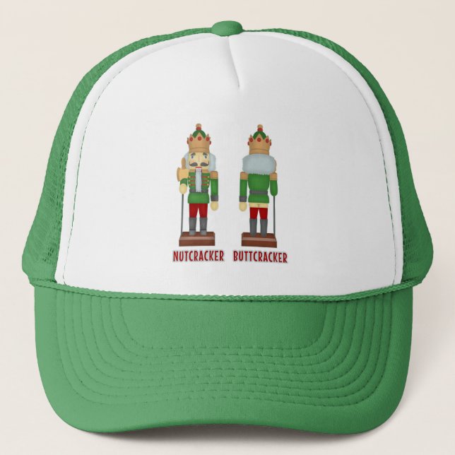 Funny Christmas Nutcracker Buttcracker Humourous Trucker Hat (Front)