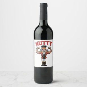 Funny Christmas Nutcracker Nuty Natural Fitness Wine Label