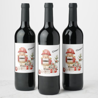 Funny Christmas Nutcracker Wine Label