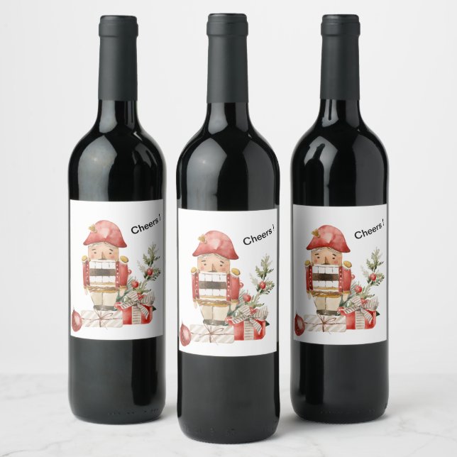 Funny Christmas Nutcracker Wine Label (Bottles)
