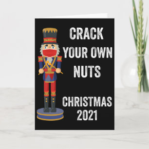 Funny Christmas Nutcracker With Face Mask Card