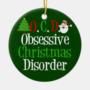 Funny Christmas Obsessed Ceramic Tree Decoration