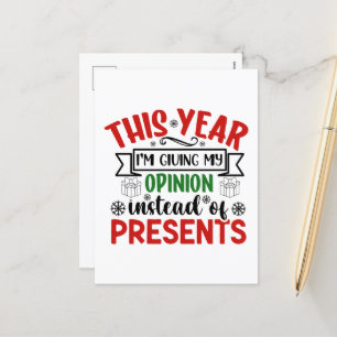 Funny Christmas opinion word art Holiday Postcard
