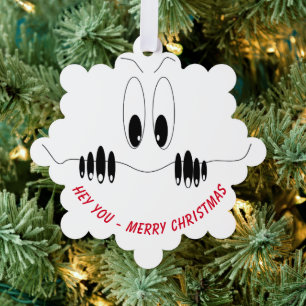 Funny Christmas Ornament Card with Curiosity Eyes