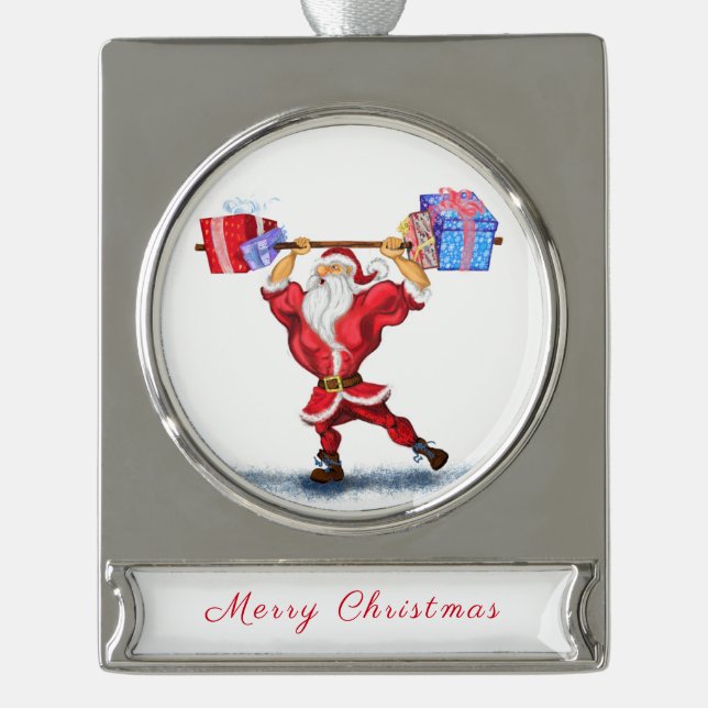 Funny Christmas Ornament Gift Bodybuilder Santa (Front)
