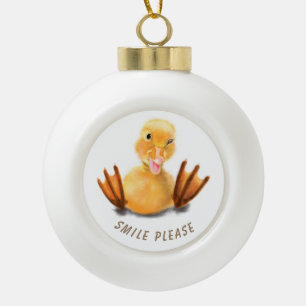 Funny Christmas Ornament Happy Duck - Custom Text