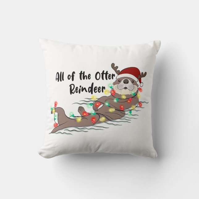 Funny Christmas Otter Cushion (Front)