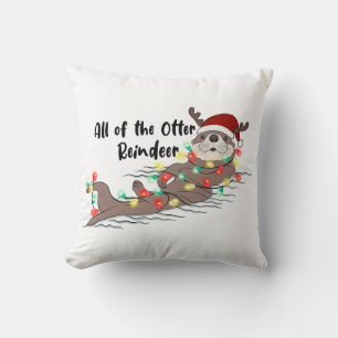 Funny Christmas Otter Cushion
