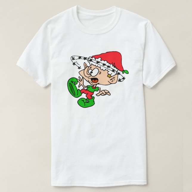 Funny Christmas Overwhelmed Elf Holiday Xmas Humou T-Shirt (Design Front)