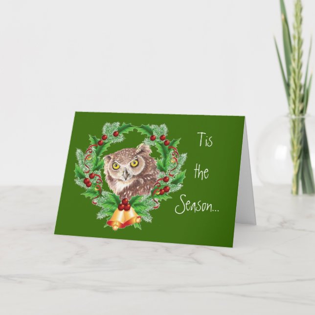 Funny Christmas Owl with Attitude Bird Humour Holiday Card (Front)