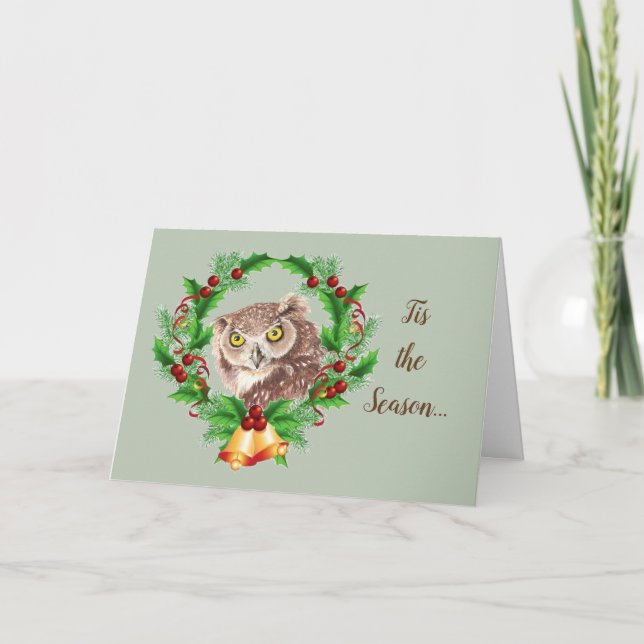 Funny Christmas Owl with Attitude Bird Humour Holiday Card (Front)