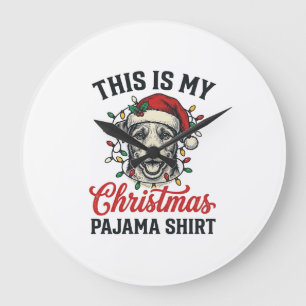 Funny Christmas Pajama Bulldog Shirt Design_1 Large Clock