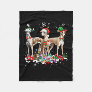 Funny Christmas Pajama Dog Whippet Dog Fleece Blanket
