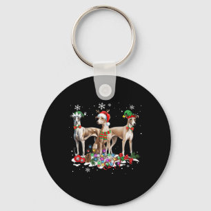 Funny Christmas Pajama Dog Whippet Dog  Key Ring