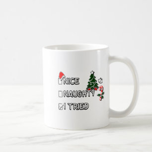 Funny Christmas Pajama Lights Nice Naughty I Tried Coffee Mug
