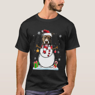 Funny Christmas Pajama Pitbull Dog Santa Snowman T-Shirt