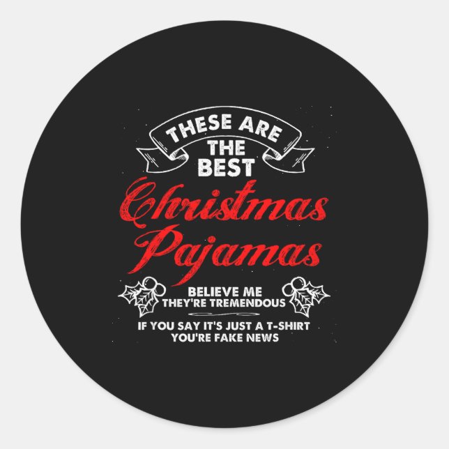 Funny Christmas Pajamas Donald Trump Gag Joke Pjs  Classic Round Sticker (Front)