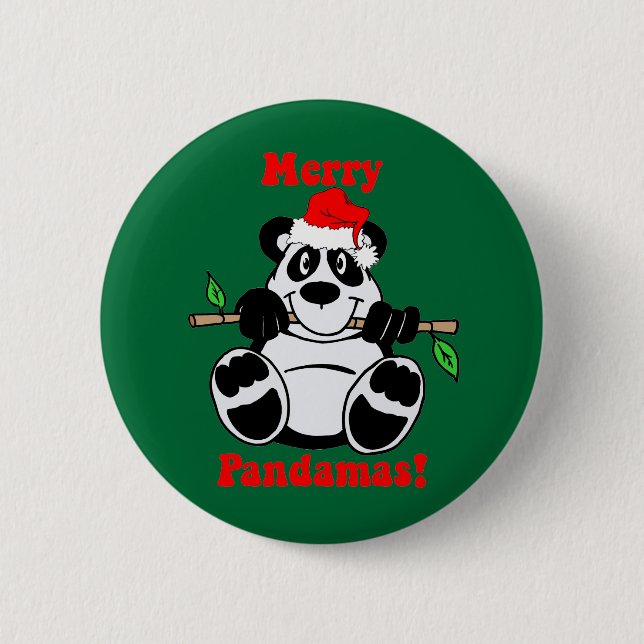 Funny Christmas Panda Bear 6 Cm Round Badge (Front)
