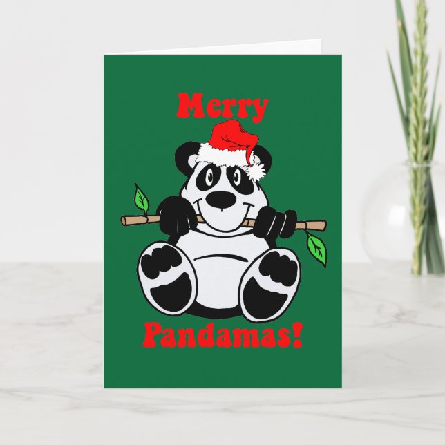 Funny Christmas Panda Bear Holiday Card (Front)