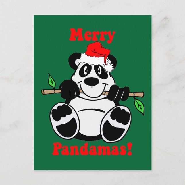 Funny Christmas Panda Bear Holiday Postcard (Front)