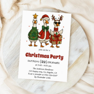 Funny Christmas Party Invitation   Festive Ducks  
