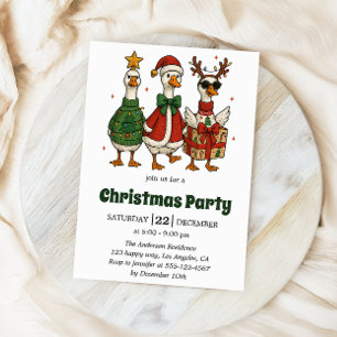 Funny Christmas Party Invitation Festive Ducks