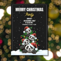 Funny Christmas Party Invitation ,Panda Christmas 