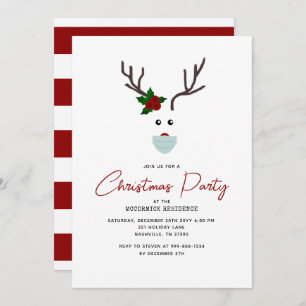 Funny Christmas Party Modern Reindeer Invitation