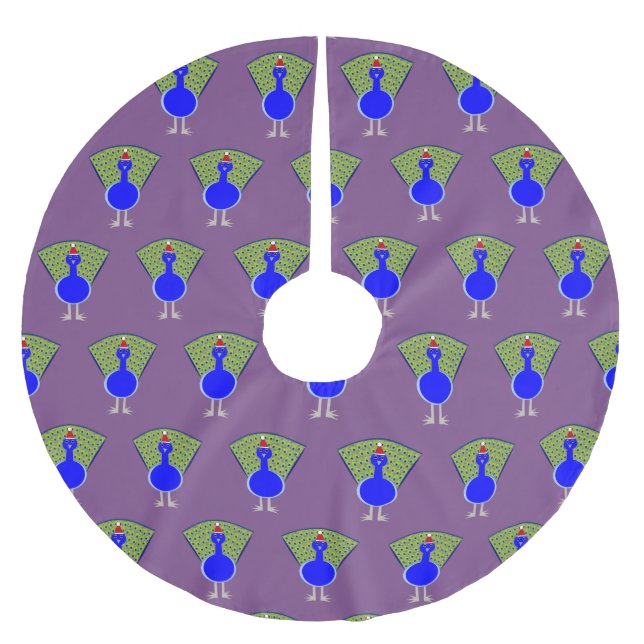 Funny Christmas Peacock Brushed Polyester Tree Skirt (Front)
