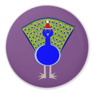Funny Christmas Peacock Ceramic Knob