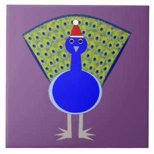 Funny Christmas Peacock Ceramic Tile